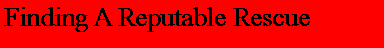 Text Box: Finding A Reputable Rescue